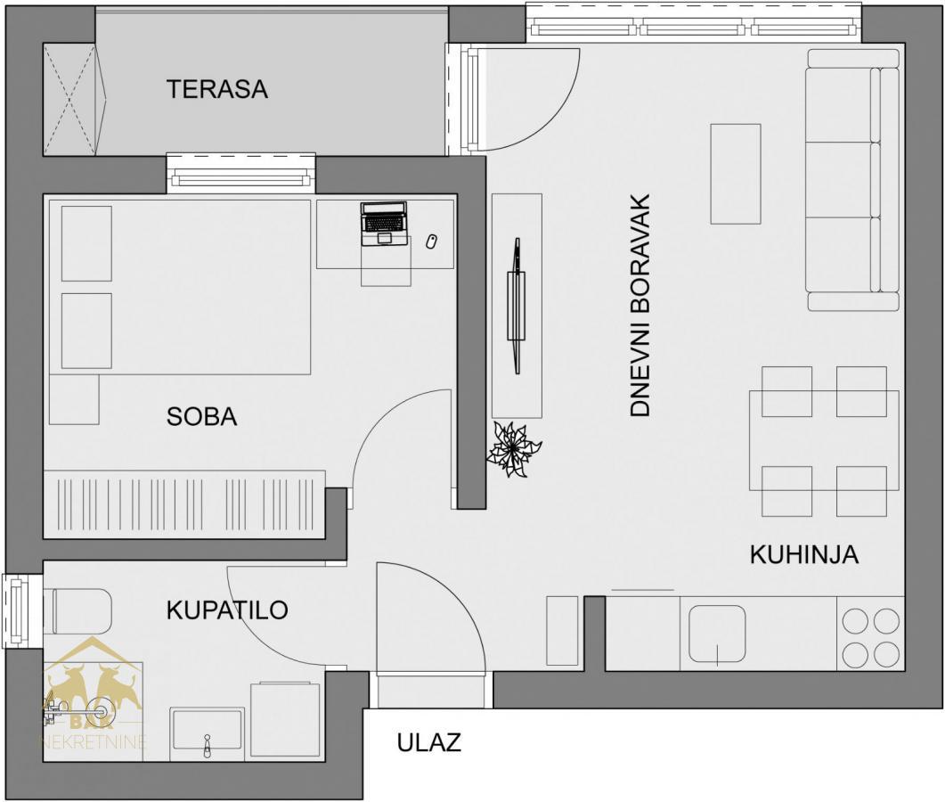 Jednoiposoban stan 34 m², Adice, Novi Sad