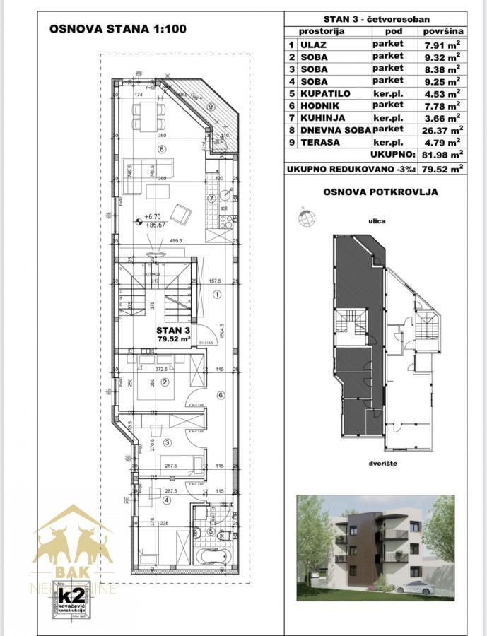 Nov četvorosoban stan, 80 m², Novo Naselje, Novi Sad, 2. sprat