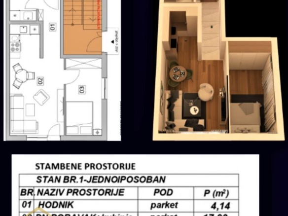 Odličan jednoiposoban stan u izgradnji na Mišeluku blizu nove bolnice