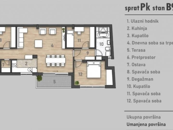 Prelep četvorosoban stan u izgradnji na Rotkvariji
