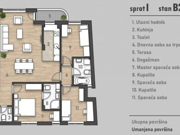 Prelep četvorosoban stan u izgradnji na Rotkvariji