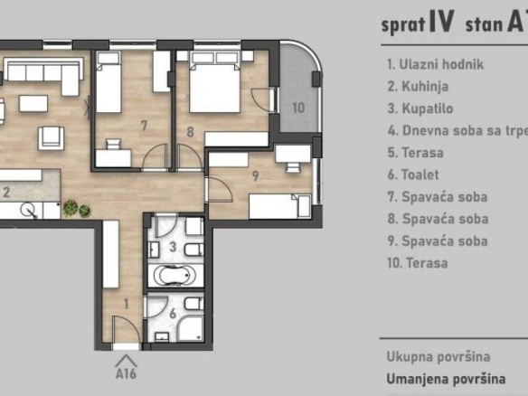 Prelep četvorosoban stan u izgradnji na Rotkvariji