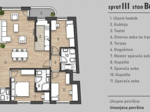 Prelep četvorosoban stan u izgradnji na Rotkvariji