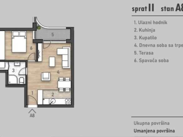 Prelep dvosoban stan u izgradnji na Rotkvariji