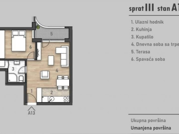 Prelep dvosoban stan u izgradnji na Rotkvariji