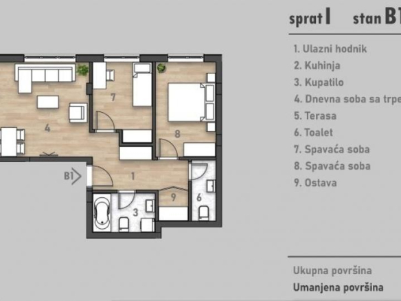 Prelep trosoban stan u izgradnji na Rotkvariji